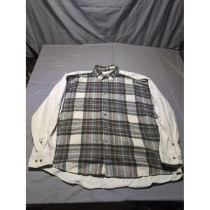 Gear For‎ Sports Shirt Mens 2XL Plaid Button Down White Sleeves Casual Jamaica